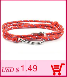 Adjustable Paracord Anchor Bracelet Woman Men Charm Bracelets Alloy Anchor Nylon Rope Chain Armband Vintage Bracelets& Bangles