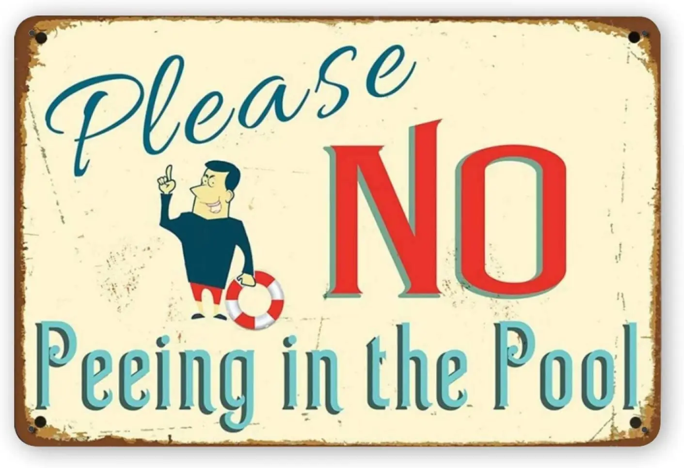 

Woollywonder Knits Lease No Peeing in The Pool Metal Sign Retro Wall Decor Wall Art Decoration Plaque for Home Kitchen Bar Cafe