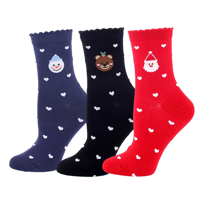 

Women Cartoon Cute Socks Cotton Colorful kawaii Elk Sock Funny Personality Socks Christmas Gift for Girls 3 pairs/lot #F