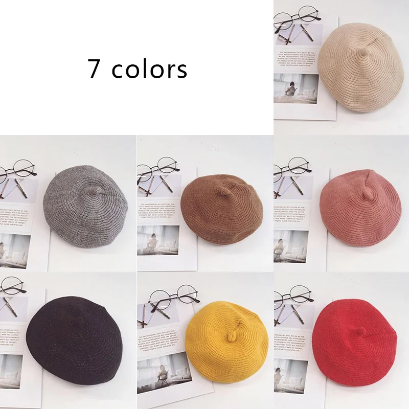 

New Autumn Baby Hats 4-8Y Fashion Casual Kids Hats Solid Color Retro Berets Toddler Girls Hat Daily Party Decorative Headwear #p
