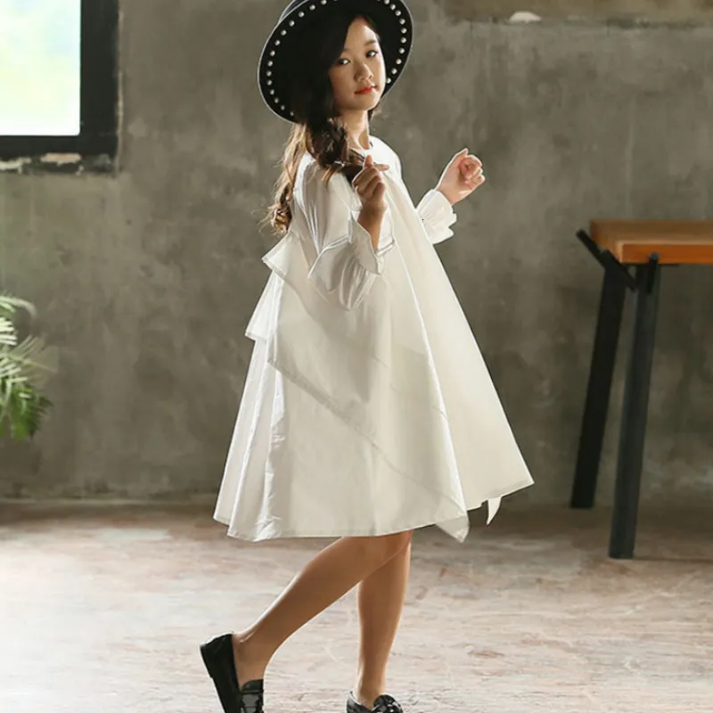 Новое белое хлопковое платье, свободное платье, платье для девочек, платье принцессы для девочек, детская индивидуальность