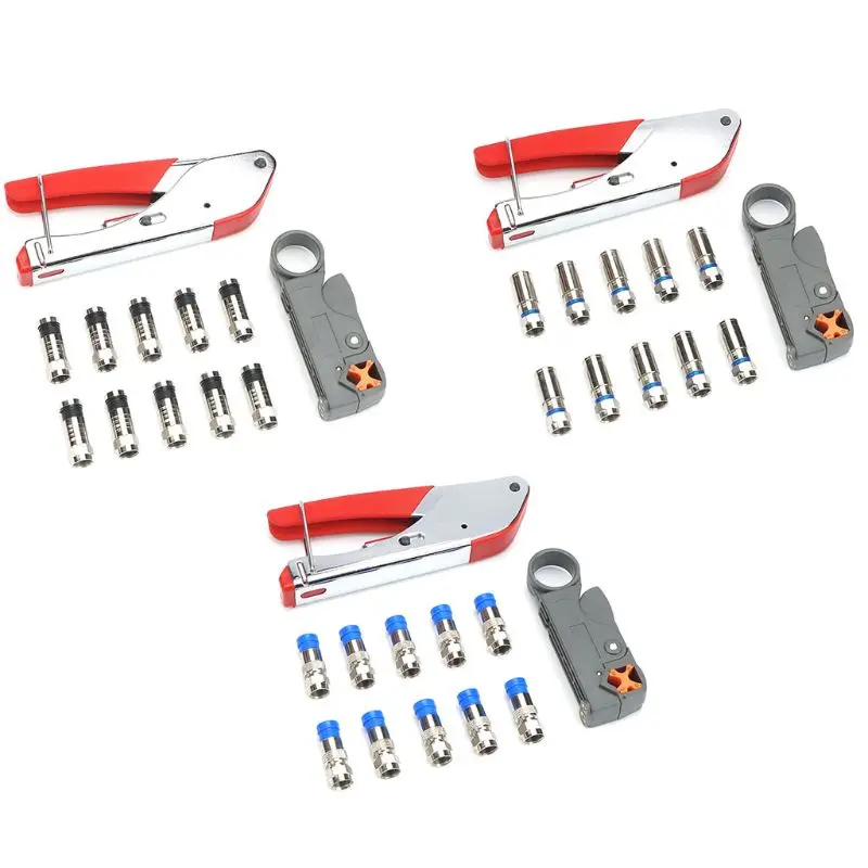 

Hand Compression Crimping Tool Crushing Clamp With Wire Stripping Plier 10Pcs Clamping Connector Extrusion Equipment Kits 94PC