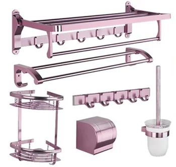 

NEW 6-piece set Bathroom Accessories Set Aluminum Towel Rack Towel Bar Toilet Brush Holder Corner Shelf Paper Holder Bath