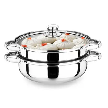 

Stainless Steel Steamer Thickening Soup Pot Steamer Double Thickening Large Cage Drawer Steamer Household Binaural Soup Pot
