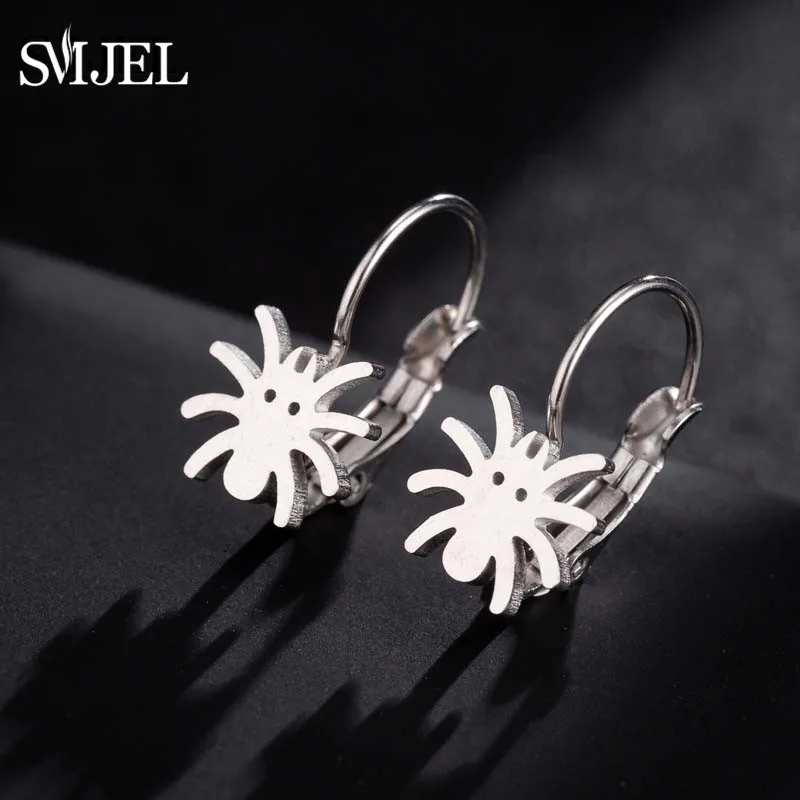 SMJEL серьги-гвоздики из нержавеющей стали в виде листьев, модные медицинские серьги бабочки в форме сердца ЭКГ, рождественские украшения, подарки - Окраска металла: 201
