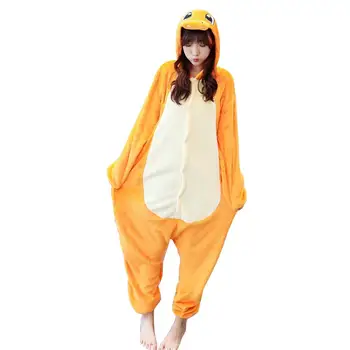 

Adult Charmander Pokemon Dinosaur Kigurumi Women Men Cartoon Animal Cosplay Costume Winter Onesie Pajama Hooded Party Suit