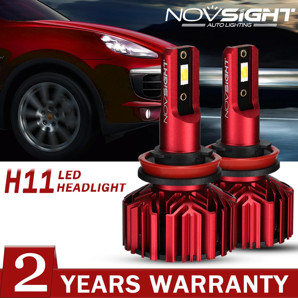 NOVSIGHT 1 пара фар автомобиля H11/H8/H9 60 Вт лампы 6500 к 10000LM IP68 белый свет светодиодный лампы для супер Яркость