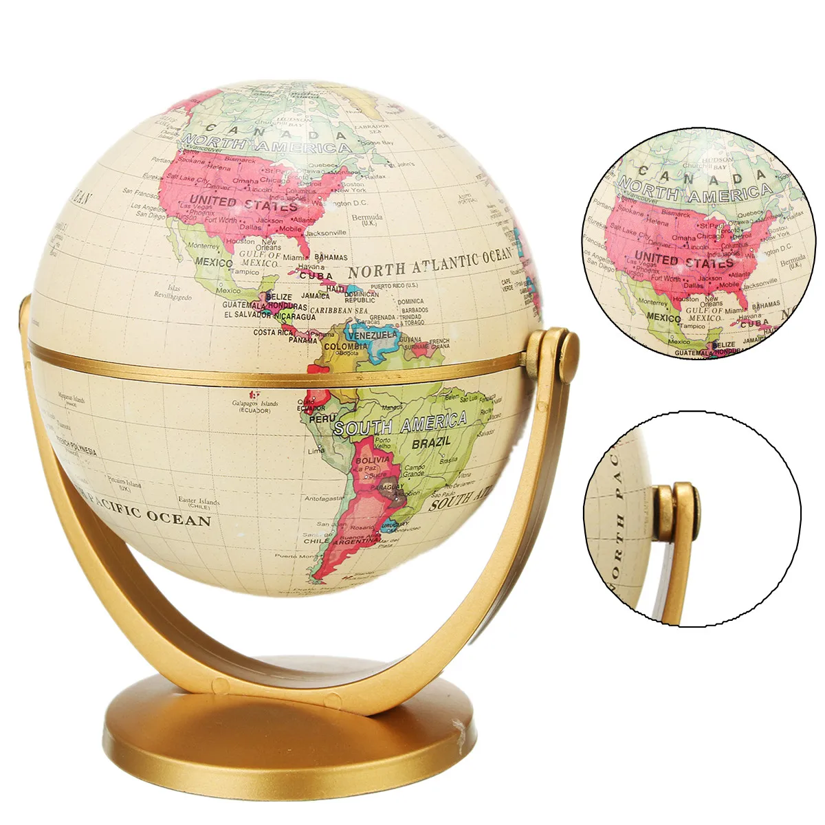 12cm Retro Globe 360 Rotating Earth World Ocean Map Ball Antique Desktop Geography Learning Education Home School Decoration