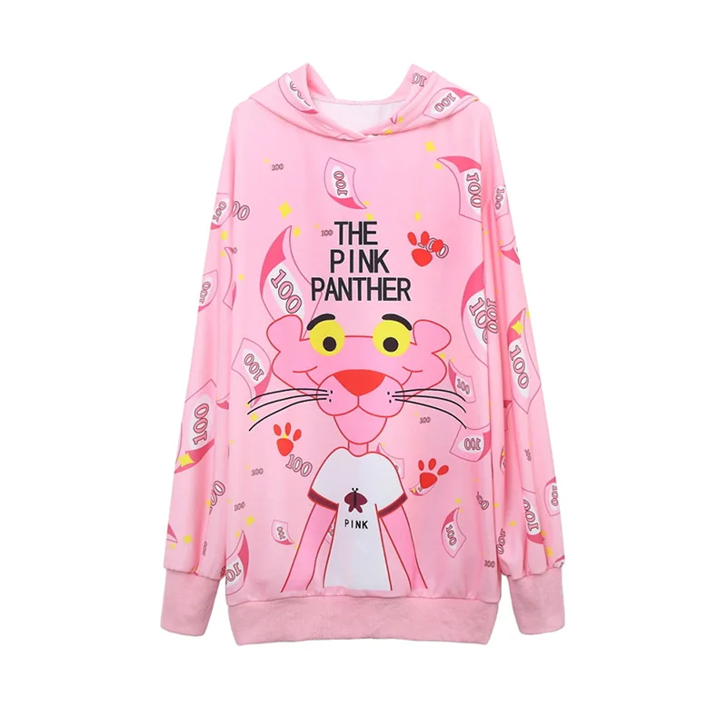 Весна 2020 длинный свитер с мультяшным принтом модные женские толстовки капюшоном