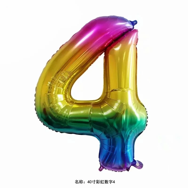 rainbow number 4 40 дюймов красный Радужный градиентный номер 1 2 3 4 5 цифр гелиевые фольгированные шары для детского дня рождения вечеринки свадьбы Декор шары поставка - Цвет: rainbow number 4