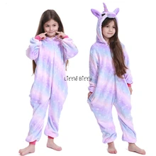 Дети Onesie единорог пижамы для детей животных одеяло с динозавром пижамы Детский костюм зима мальчик девочка Единорог Jumspuit