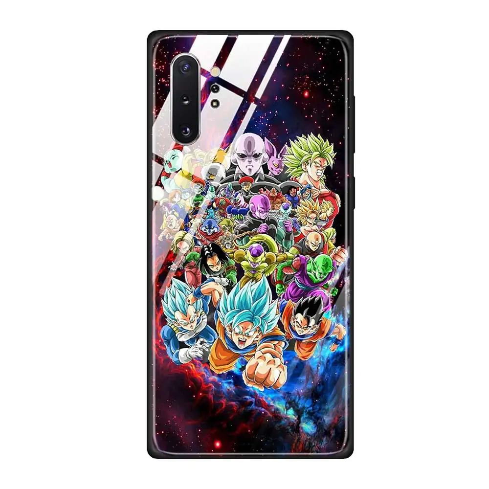 Чехол для телефона из закаленного стекла для Samsung Galaxy S10 S10E S9 S8 Note 9 10 105G Plus A50 A30 TPU Мягкий край чехол DRAGON BALL Z DBZ Gok - Цвет: T16