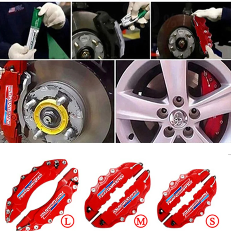 4x Red Disc Caliper Brake Cover 14-18 inch wheels  For bmw 1 3 5 7 E I X Series 