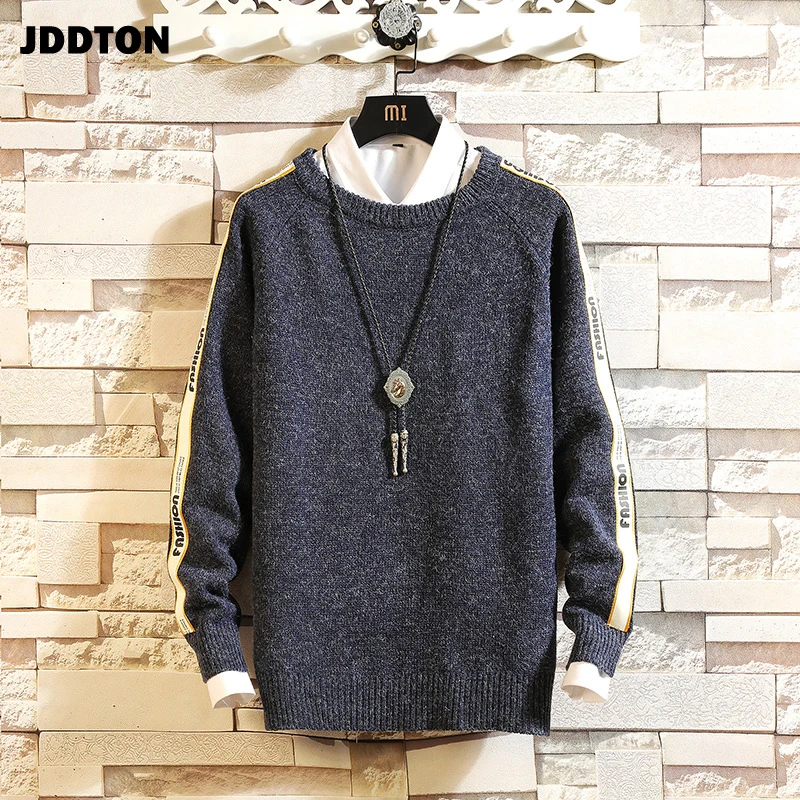 JDDTON Men's Knitted Sweater Casual Round Neck Clothing Thermal Sweaters Japense Style Loose Streetwear Pullover Male Coat JE268 JDDTON Men's Knitted Sweater Casual Round Neck Clothing Thermal Sweaters Japense Style Loose Streetwear Pullover Male Coat JE268
