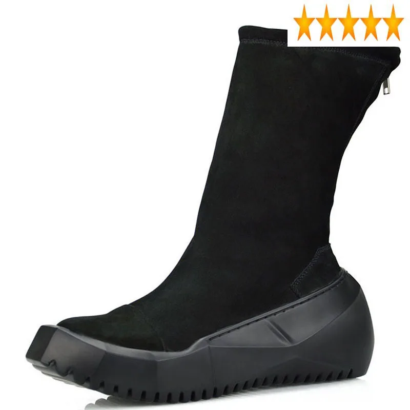 

Ботинки мужские из натуральной воловьей кожи, на толстой подошве, с круглым носком