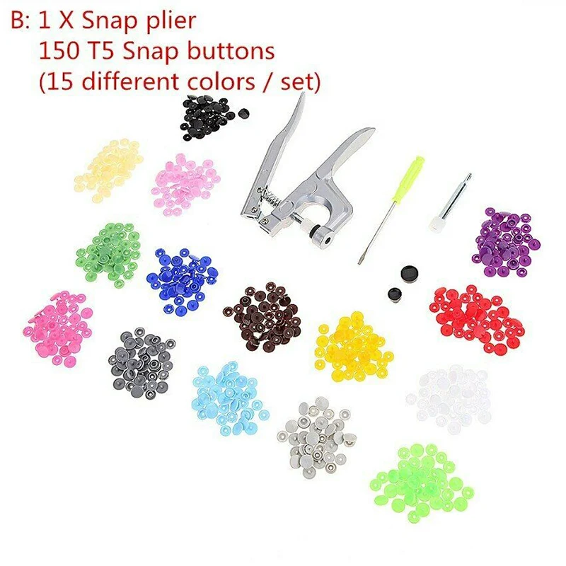 Plastic Snap Button Studs Fasteners with Press Pliers Punching Tools for DIY Making Repair Clothes MF999 - Цвет: b