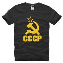 Cccp ברית המועצות ברית המועצות הקג"ב Creative מודפס Mens גברים חולצה חולצה האופנה 2016 חדש קצר שרוול O צוואר כותנה חולצת טי טי(China)