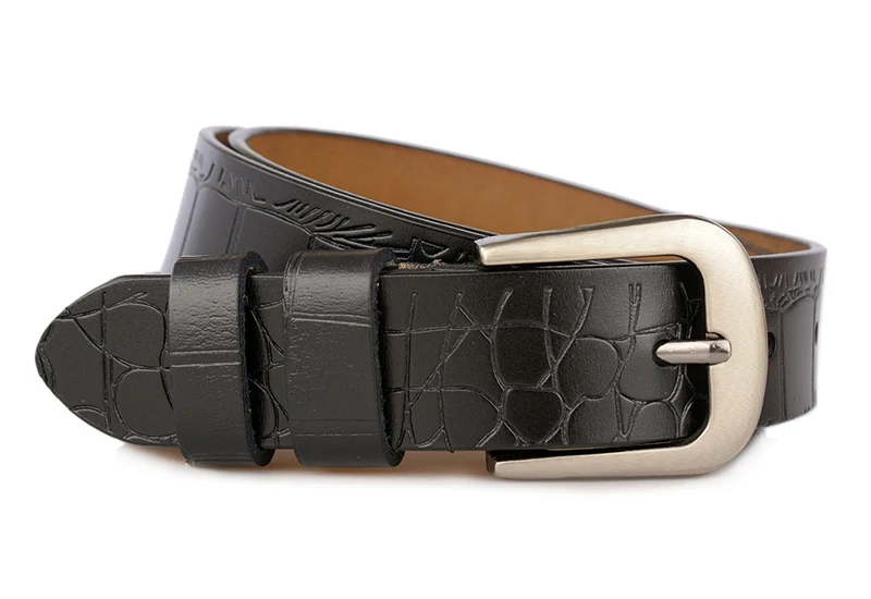JXQBSYDK Luxury Belts for Women High Quality Gravel Crocodile Patter Texture Design Female Pin Buckle Fashion Leather Belts