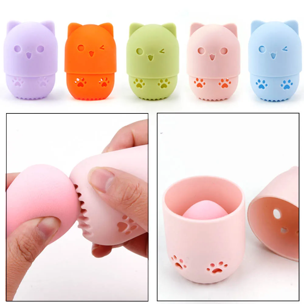 Makeup Sponge Beauty Powder Puff Holder Cosmetics Drying Case Portable Soft Make Up Silicone Stand Rack |