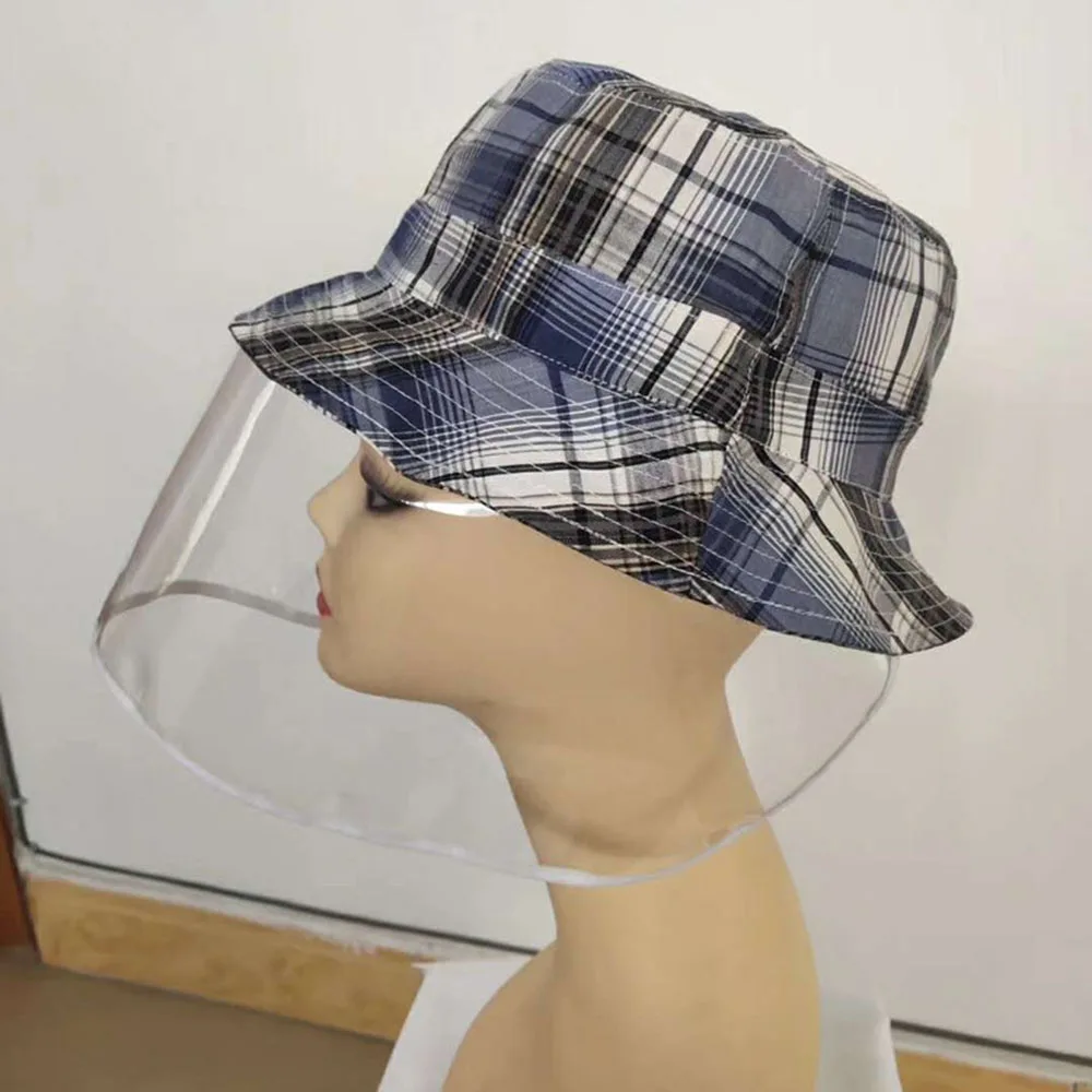 

Safety Protective Fashion Plaid Fishman Cap Korean Pvc Anti-epidemic Fisherman Hat Black Bucket Caps Unisex Outdoor Sunscreen