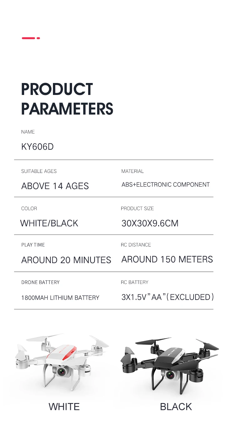 KY606D беспилотная камера д/у Квадрокоптер Вертолет с 4k HD Wifi камера 20 минут Fly air pressure Hover ключ fly V ky601s ky101s