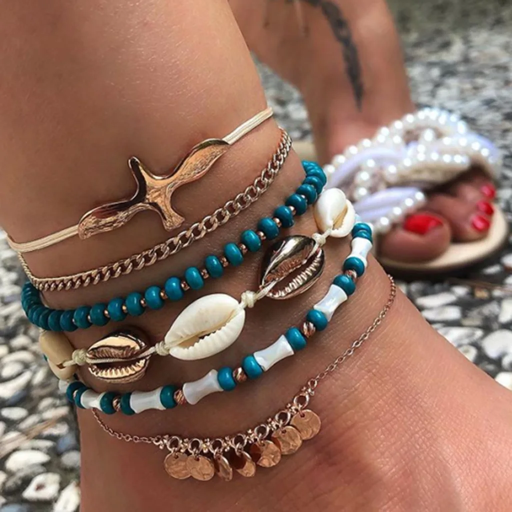Bohemia Women Anklets Geometric Round Cross Beaded Shell for Jewelry Accessories Wholesale | Украшения и аксессуары