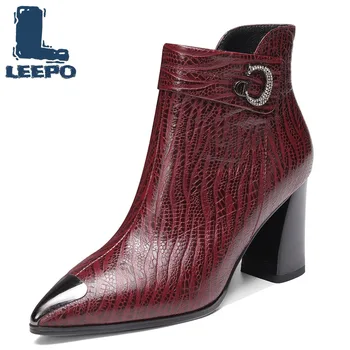 

Ankle Boots for Women Sheepskin Short Plush Female High Heels Luxury Comfort Soft High Quality Party Shoes Winter Boots Woman