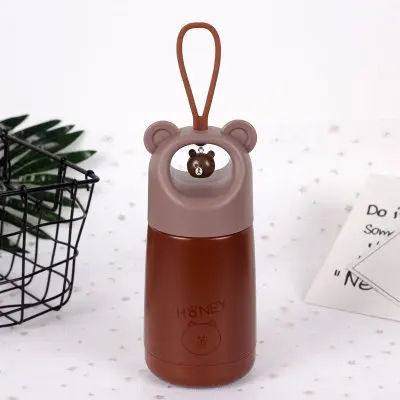 330 мл мультфильм термос чашка детская Милая бутылка для воды для девочек Нержавеющая сталь вакуумные, сохраняющие Тепло Кружка креативные подарки ко дню рождения - Цвет: Brown bear A