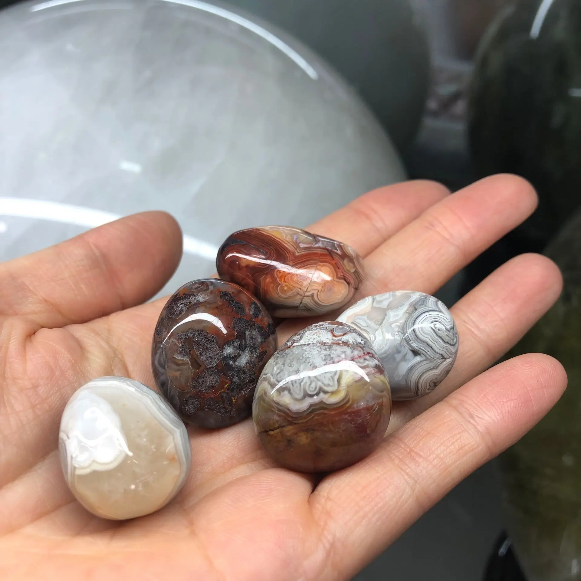 

5pcs High Quality Natural Banded Agate Stone Mexican agate Good Luck Raw Gemstone Body Heathy Specimen Beautiful Collection Gift