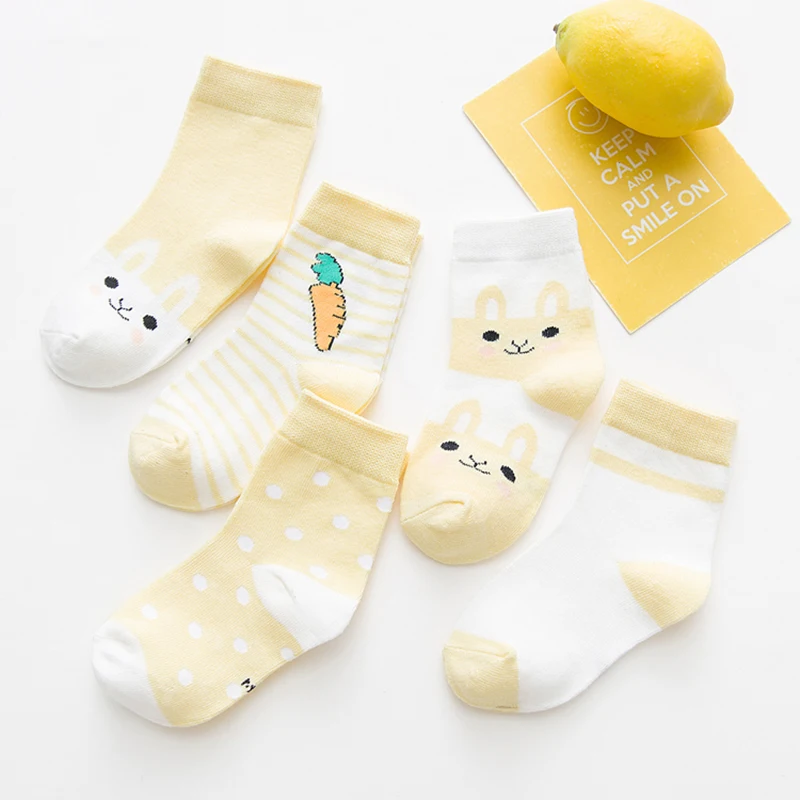 5 пар носков для маленьких мальчиков и девочек, Комплект носков с рисунком, теплые хлопковые носки-тапочки, гетры