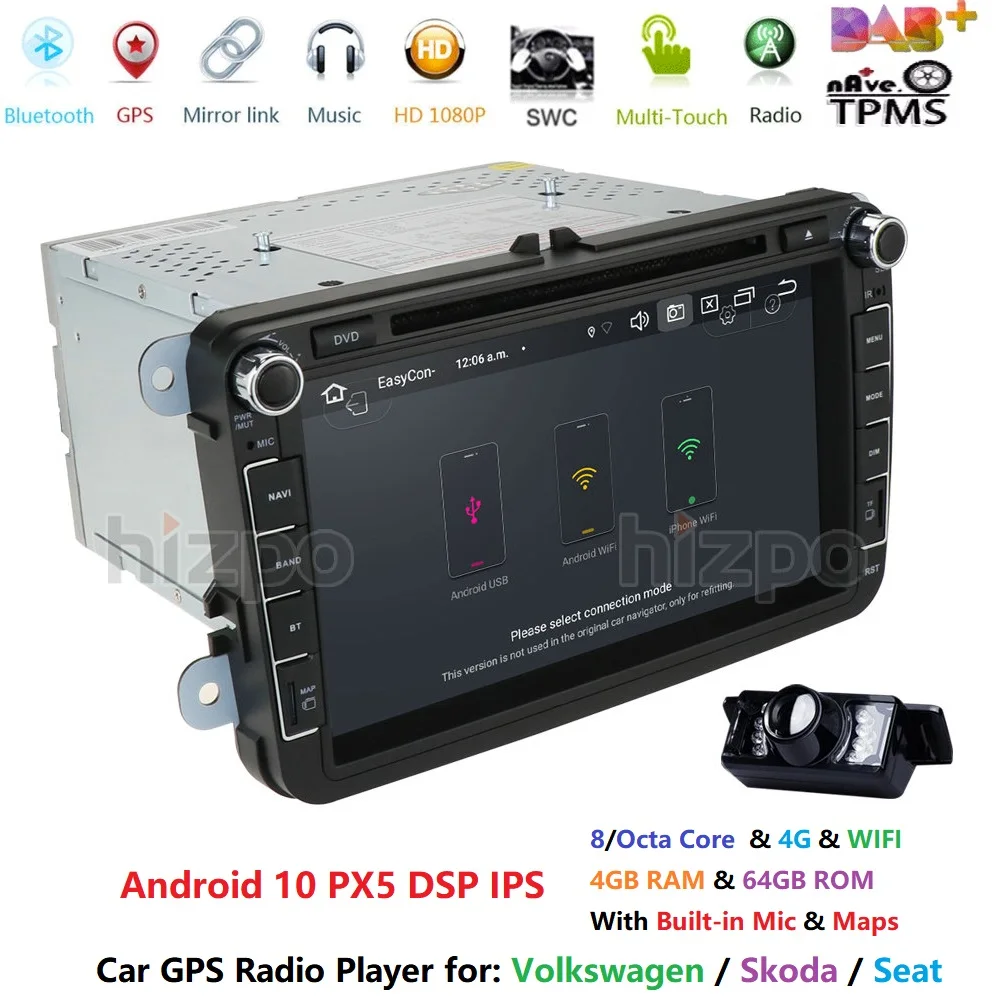 2din android10.0 4gcar dvd для vwpassat b6 b7 golf 5 tiguan polo octavia rapid fabia автомобильный мультимедийный