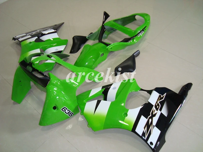 

4Gifts New ABS Motorcycle Full Fairing kit Fit for kawasaki Ninja ZX-6R 636 6R 00 02 01 2000 2001 2002 Bodywork set Green white