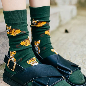 

Japan Style Harajuku Dog Funny Socks Women Ankle Cute Cotton Socks Fashion Cool Hipster Skateboard Female Meias Art Animal Sox