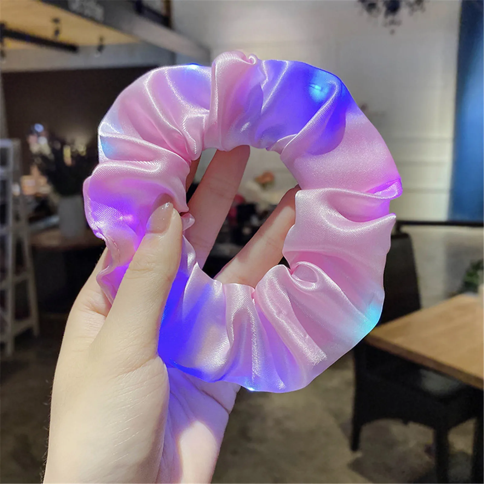 LED Luminous Hair Bands Scrunchies Women Girls New Headwear Hair Rope Simple Wrist band Rings Rubber Band Hair Accessories hair band for ladies Hair Accessories