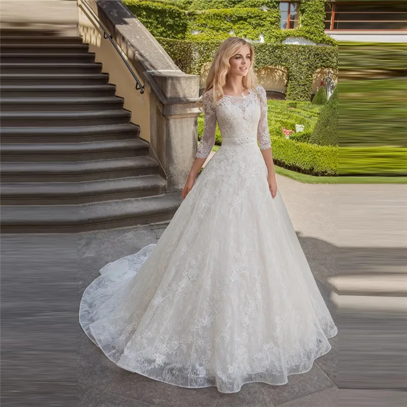 

Modest Princess A-Line Wedding Dresses Garden Bandage Corset Custom 2020 Modest Bridal Gowns Natural Garden High Quality