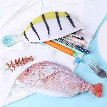 

Creative Cosmetic Bag Fish Shape Pencil Case Cloth Kawaii Unisex Pencils Bags School Supplies Stationery Hot Pen Box d5