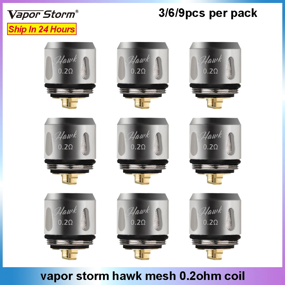 3 шт./6 шт./9 шт. Vapor storm hawk mesh сменная катушка 0 2 Ом для электронной сигареты 30-85 Вт