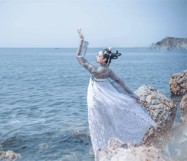 Традиционный Hanfu костюмы вышивка Восточный с длинным рукавом китайский стиль принцесса древний народный танец Фея ретро элегантный