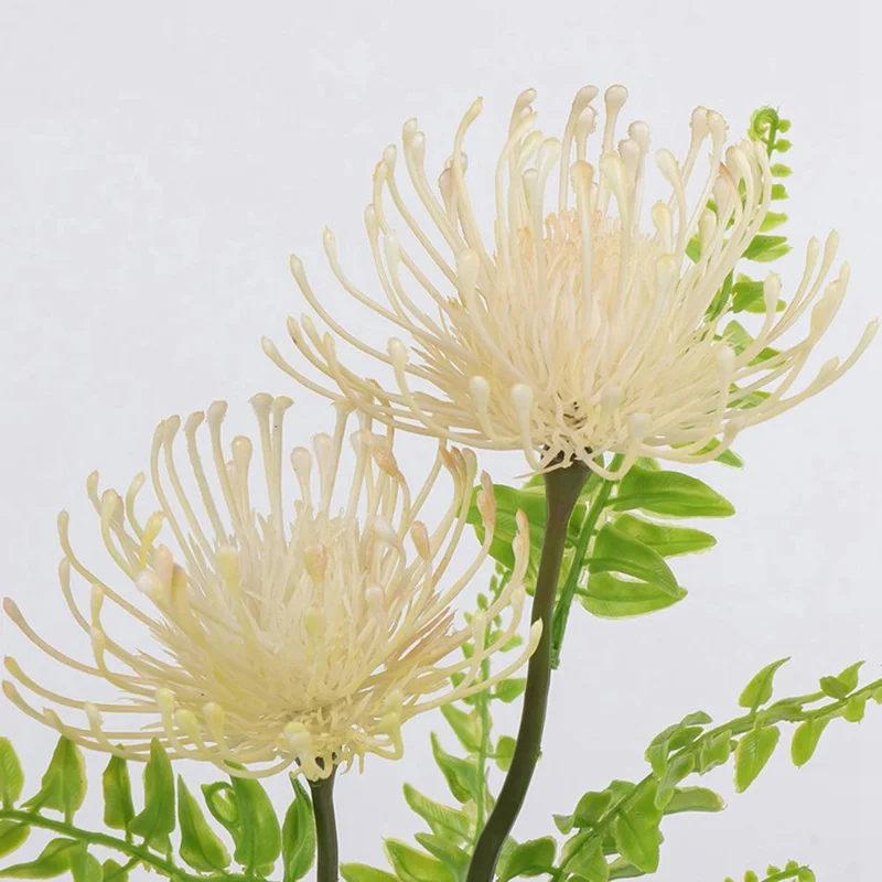 Флокированные Leucospermum искусственные цветы для свадебного украшения Флорес Искусственные пластиковые искусственный цветок растение Флер искусственные
