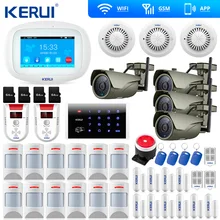 KERUI 7 дюймов TFT цвет дисплей Аварийная сигнализация wifi gsm ISO приложение для Android дистанционное управление дома охранной сигнализации Дым сенсор
