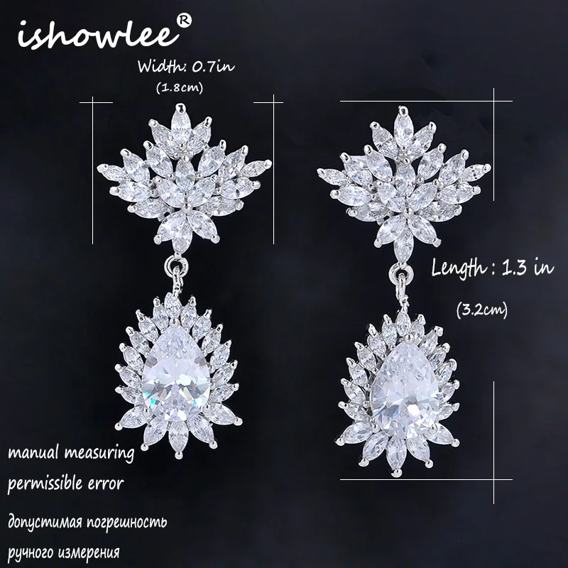 Кристалл цветок свадебные серьги серебро 925 для женщин кубический цирконий серьги с камнями Элегантные Роскошные ювелирные изделия esd12