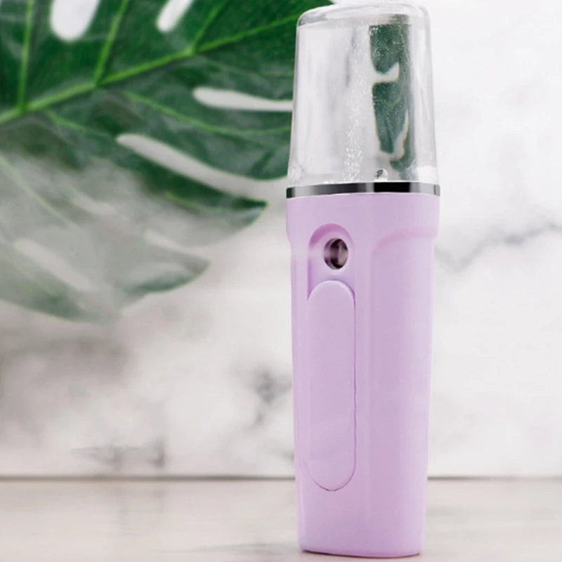 Холодный спрей домашний аппарат для паровой бани лица портативный счетчик воды Открытый usb зарядка большой бак опрыскиватель уход за кожей ручной увлажняющий - Цвет: Purple