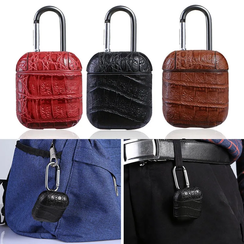 

Original Airpod Case Protective Cover 1:1 PU Leather with Locking Hook TWS Bluetooth Earphone Cases For i12 i7S i10 i30 TWS Case