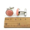 Mens Solid Color Plaid Cufflinks Peach Grey Pink Bule Brand Cuff Buttons Wedding Metal Classic Simple Design Gentleman Cuff-link ► Photo 2/6