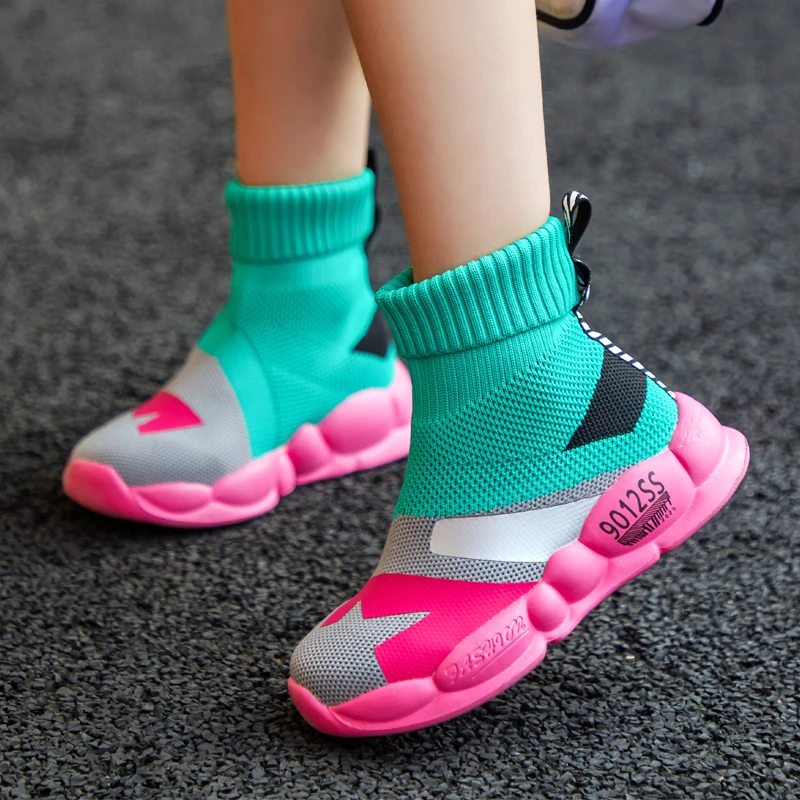 2022 Spring Girls Sneakers for Children Casual Shoes Girl Slip-on Breathable Kids Socks Shoes Casual Sport Shoes for Child boots girls leather shoes