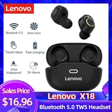 Lenovo X18 Bluetooth 5.0 Draadloze Hoofdtelefoon Mini Tws Oordopjes Sport Headset In Ear Oortelefoon Touch Control W/Mic opladen Case