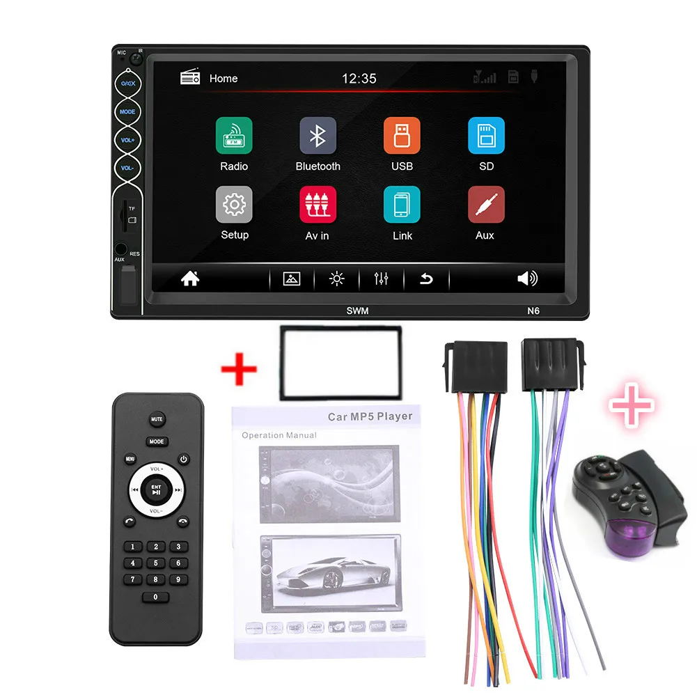frame and control Автомобильный радиоприемник, общие модели 2 Din с управлением зеркалами, 7 дюймов, ЖК-экран, Bluetooth стерео камера заднего вида - Цвет: frame and control