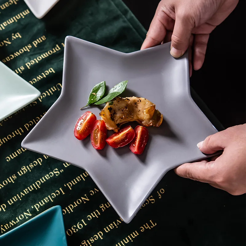 Скандинавские Твердые Звездные керамические тарелки неправильные стейки орехи