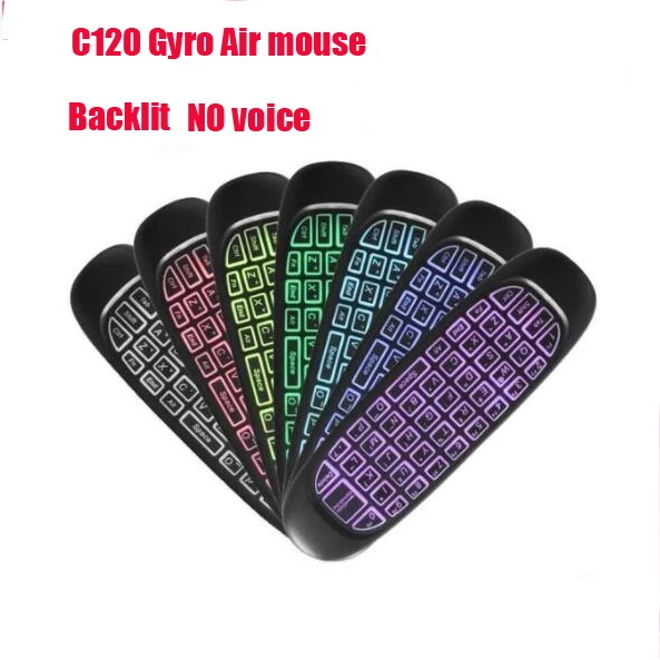 backlit no voice C120 голосовой пульт дистанционного управления Управление 6-Axis Gyro Air mouse QWERTY клавиатура ИК-обучения 2,4 г Беспроводной перезарядки Подсветка для Android ТВ коробка - Цвет: backlit no voice