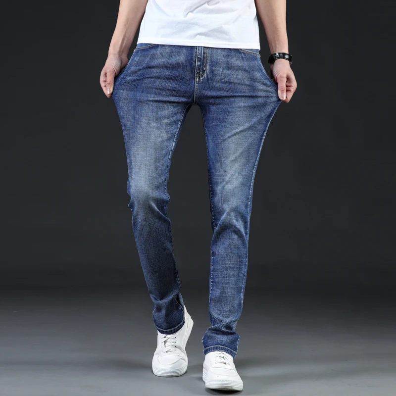 Мужские классические повседневные джинсы джинсовые брюки мужские Slim Fit плюс размер брендовая одежда плюс размер 40 42 44 46